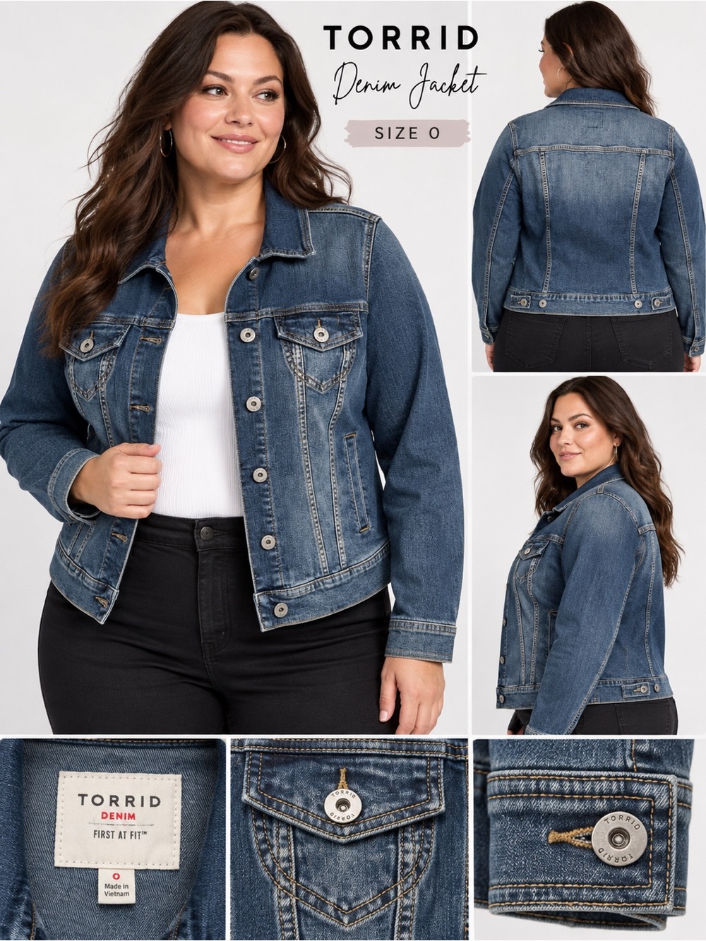 Torrid Denim Trucker Jacket Size 0 NWT Medium Wash Blue Jean Jacket